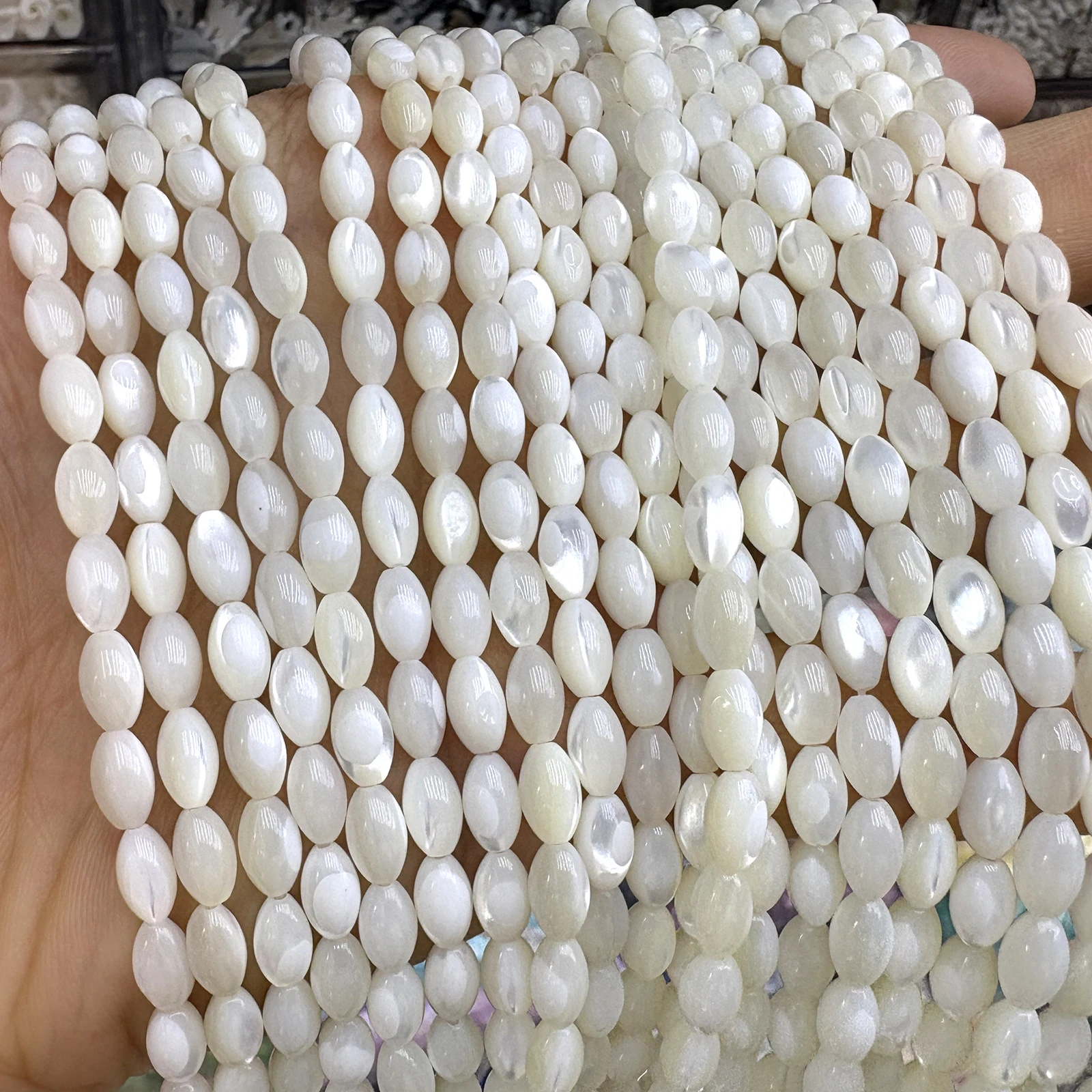 Natural White Shell Coffee Rice Beads Loose Spacer Trochidae Shell Beaded For Jewelry Making Diy Bracelet Necklace Accessories view 5