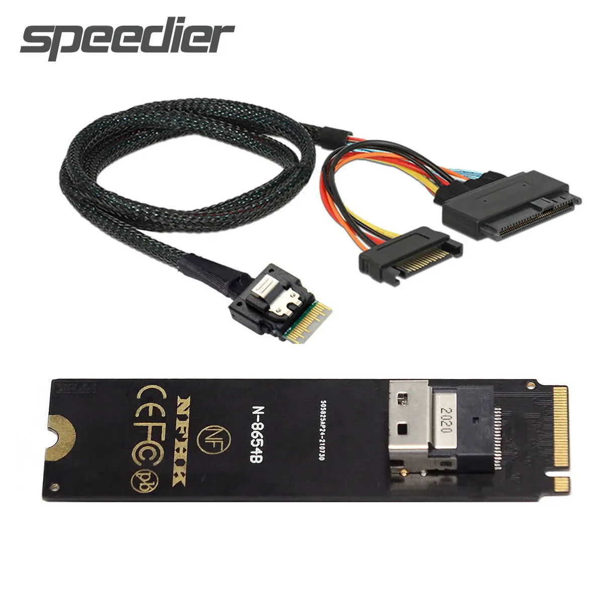 

NGFF M-Key U.2 U2 Solid State SSD NVMe Slimline SFF-8654 Slim SAS To SFF-8639 Adapter Card PCIe Cable for Mainboard Intel SSD