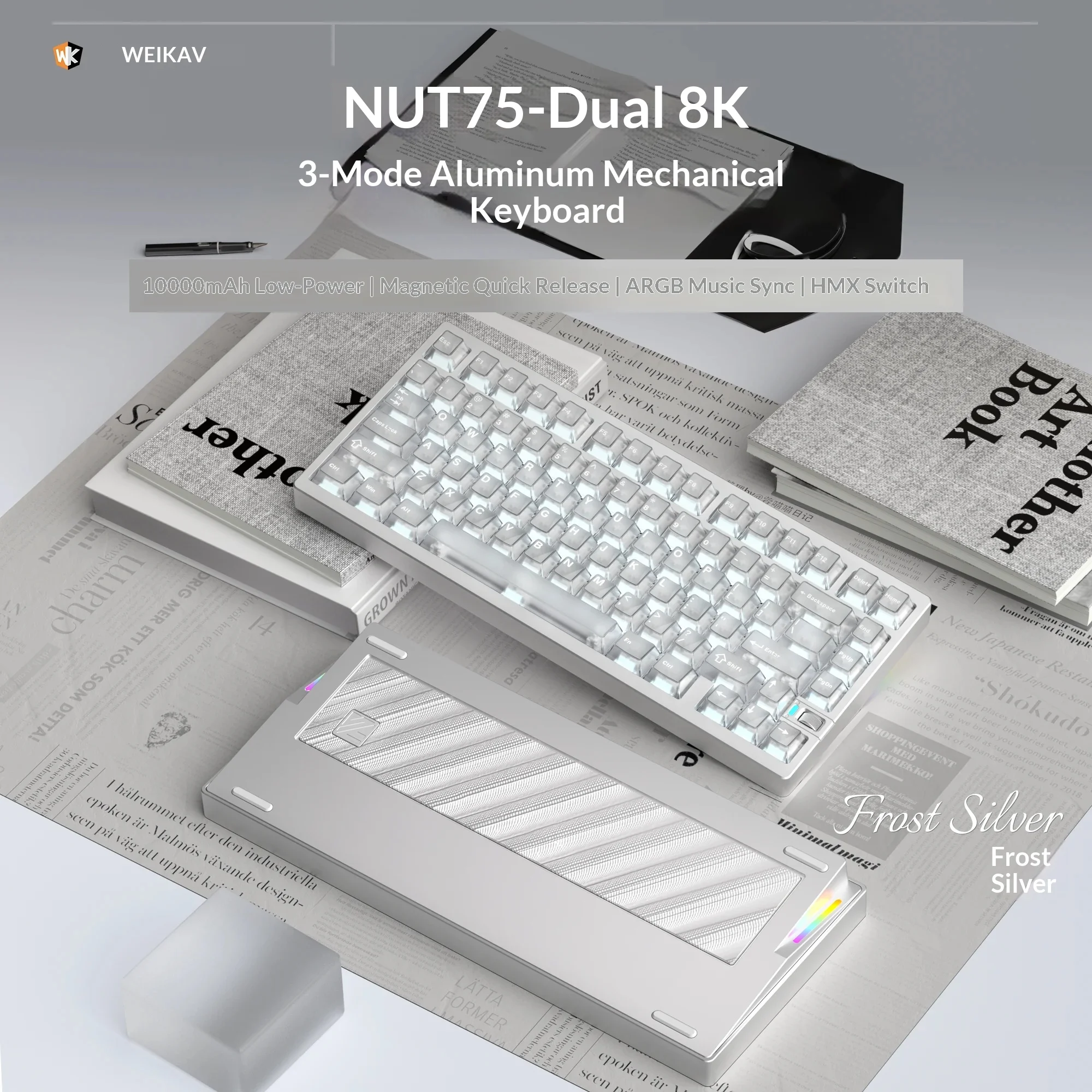 WEIKAV Nut75 Wireless Keyboard The Delay Of 8K Return Rate Is As Low As 0.125MS E-sports Keyboard Esport Game Gift Accessory