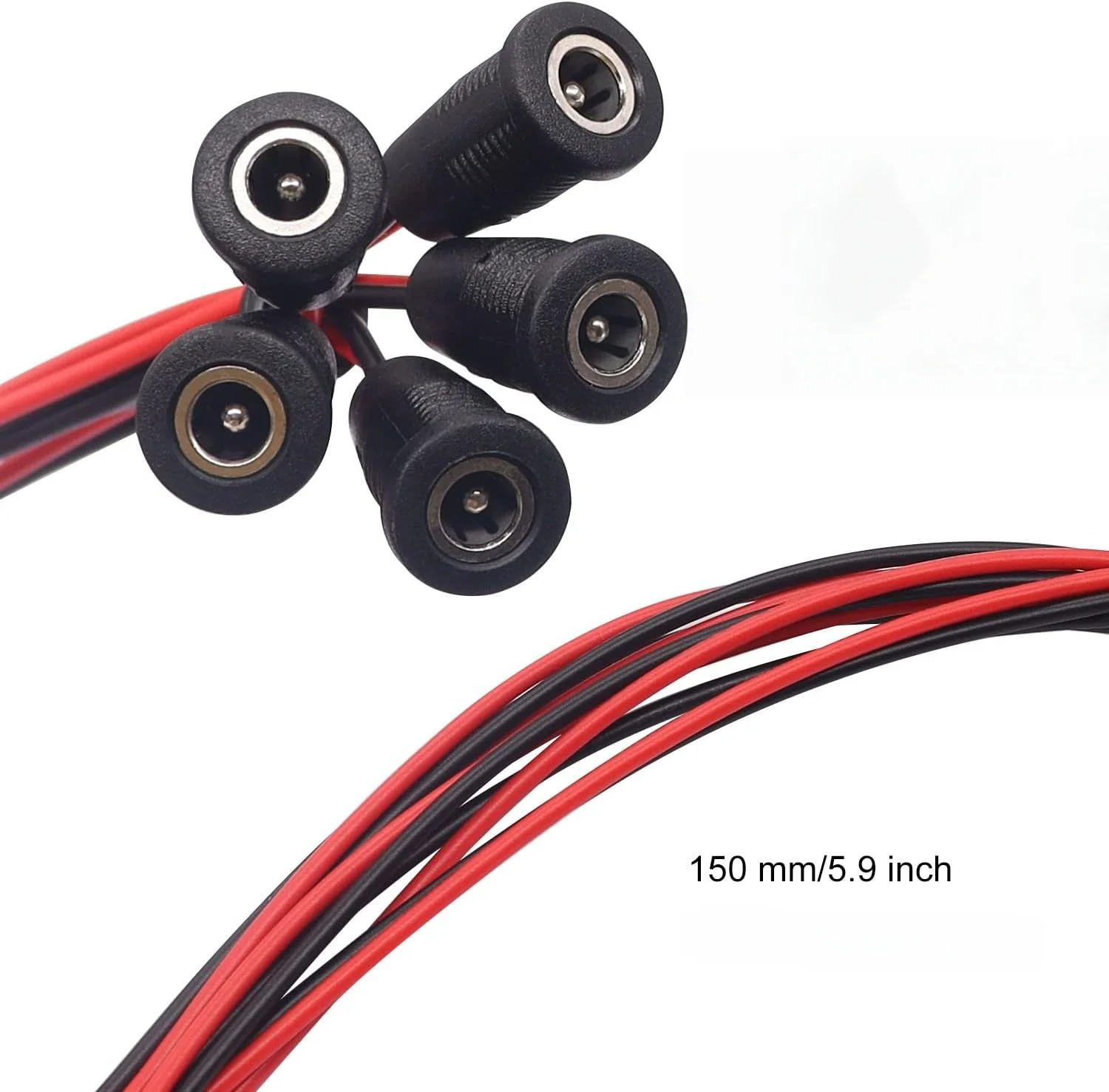 DIY DC Jack Female Socket Panel Mount Connector with 15cm Wire & Waterproof Cap, 10A High Current DC022D DC Power Socket