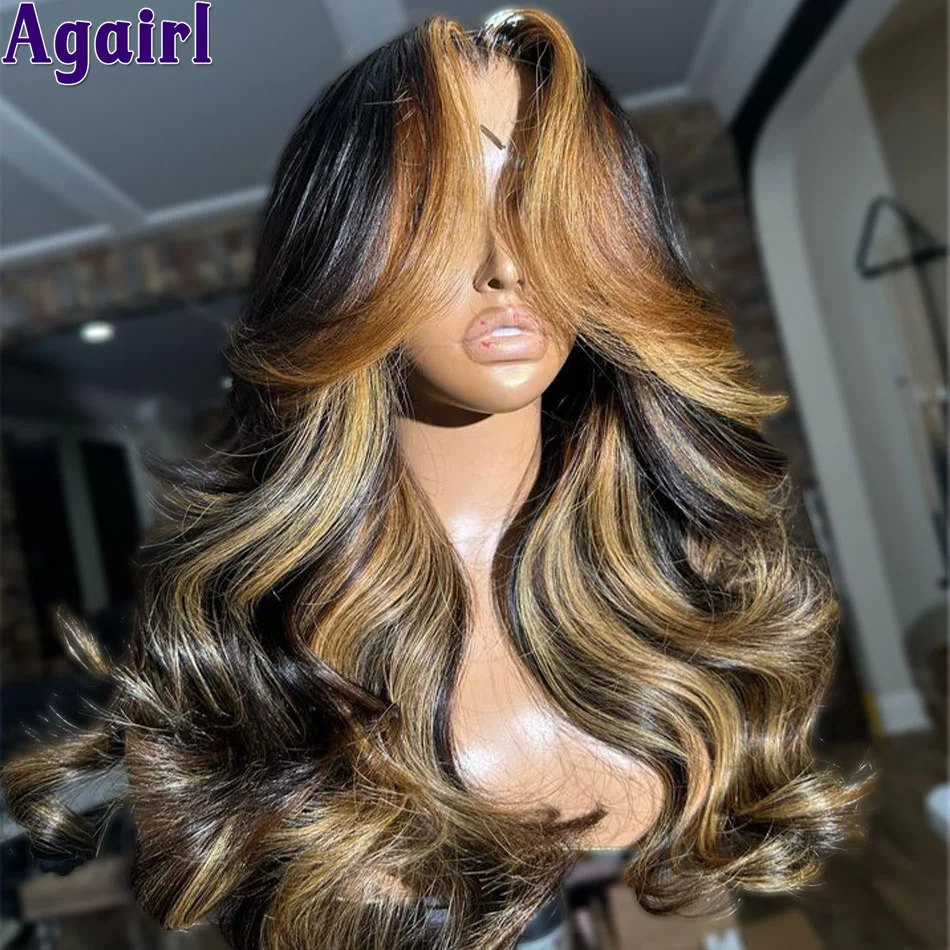 1B/27/30 Highlight Body Wave Human Hair Wigs Transparent 13x4 13x6 Lace Frontal Wigs for Women Brazilian Virgin Ready To Go Wig