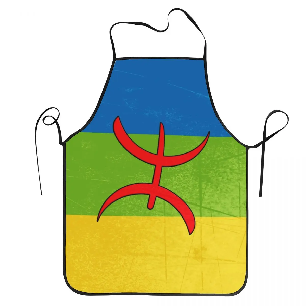 Unisex Vintage Amazigh Flag Bib Apron Adult Women Men Chef Tablier Cuisine for Kitchen Cooking Berber Tifinagh Logo Baking