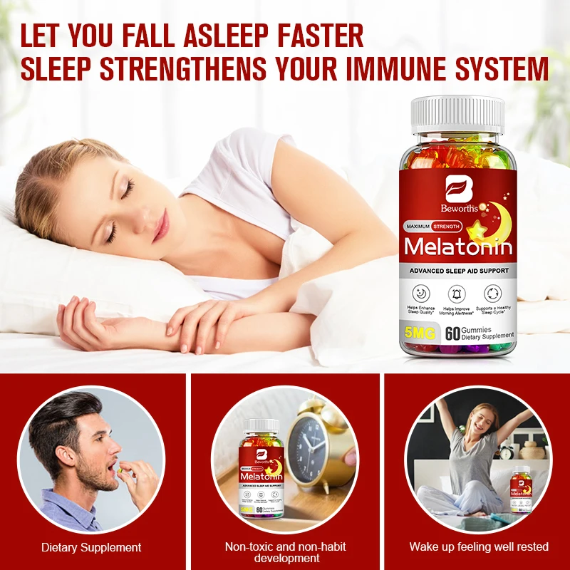 Melatonin 5mg Gummies Anti Stress Adult Night Sleep Assist Melatonins Vitamin B6 Tablet melatonin sleeping pills For Adults
