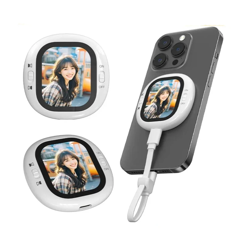 

Phone Vlog Selfie Monitor Screen Mini Selfie Screen Projector for Vlogging Recording and Live Streaming Compatible with iPhone