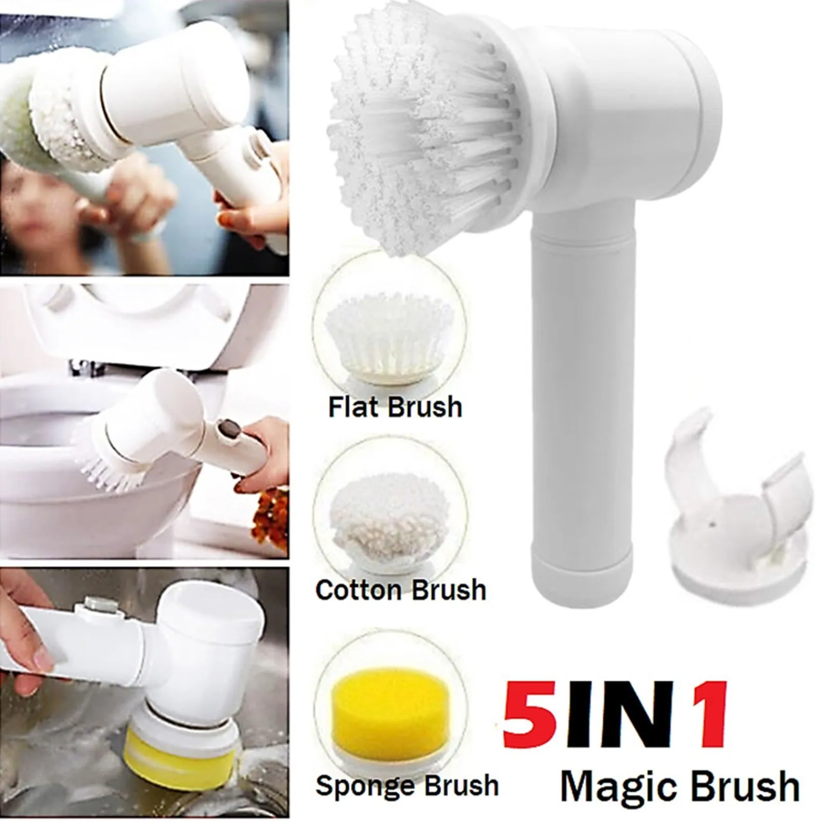 5-in-1 Wireless Electric Cleaning Brush Housework Kitchen Dishwashing Brush Bathtub Tile Professional Cleaning Brush Labor Save