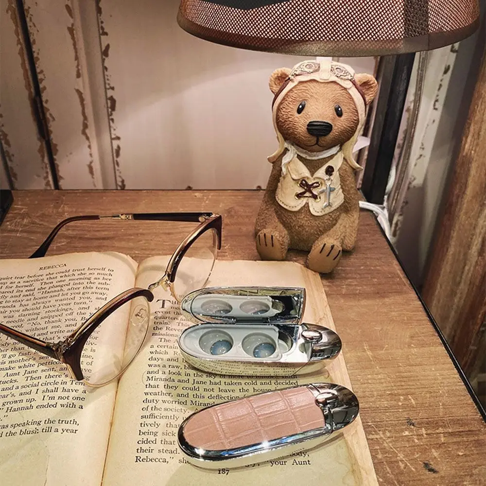 Large Capacity Contact Lens Storage Case Silicone Organizer Box Contact Lens Storage Box with Mirror Dustproof