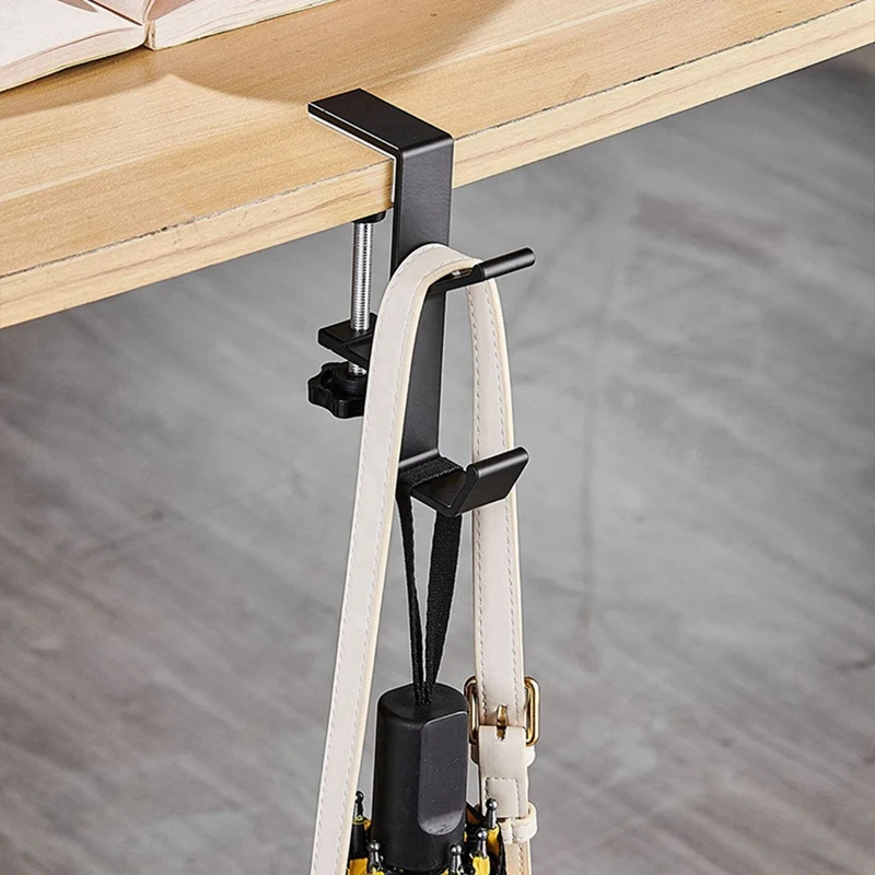 パンチなしの壁掛けブラケット、バッグハンガー、テーブルサイドフック、布、コート、鍵、バスルーム用の多機能ホルダー、使いやすい、黒