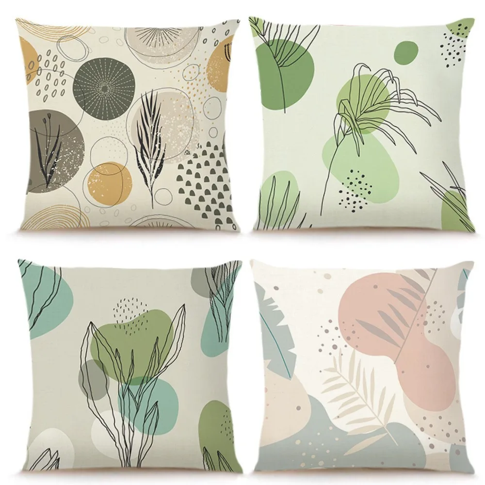 Morandi Floral Print Home Decor Pillowcase Bedroom Living Room Sofa Decoration Polyester Cushion Cover with Zipper