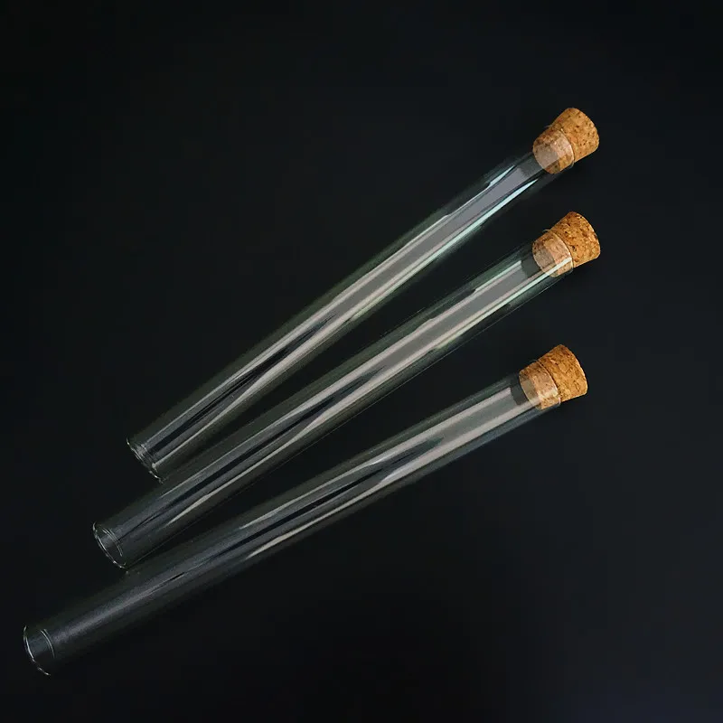 5pcs/lot 20x200mm Flat Bottom Glass Test Tube with Corks High Temperature and Pressure Resistance Lab Glass Tube