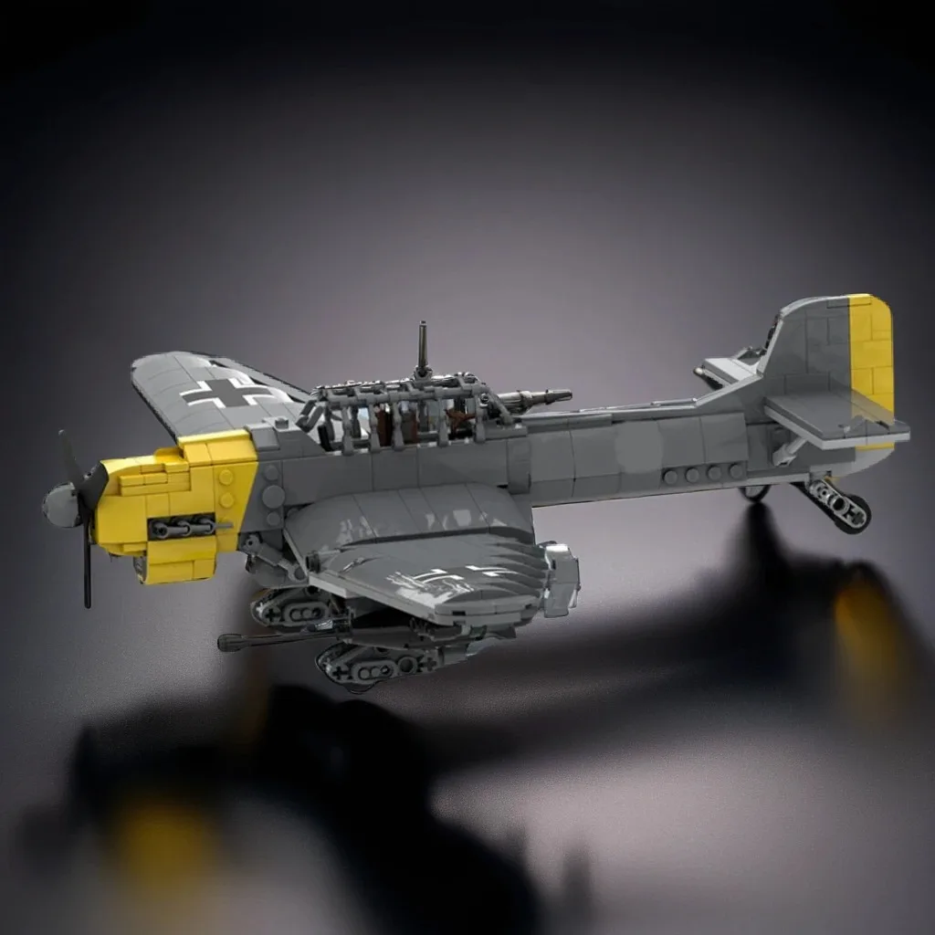 639 PCS MOC Junkersed Ju-87 Stuka B-2 Classic WWII Bomber Aircraft Plane Model DIY Model Building Blocks Birthday Toys Gift