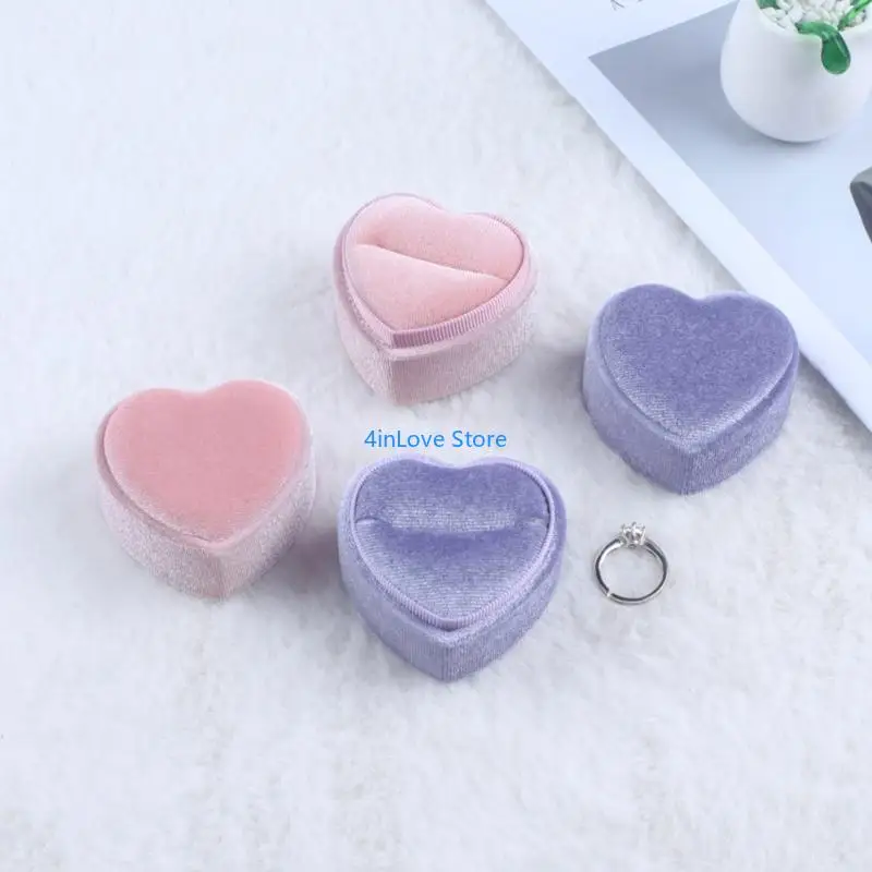 T4MD Elegant Heart Shaped Rings Storage Container for Anniversary Birthday Present