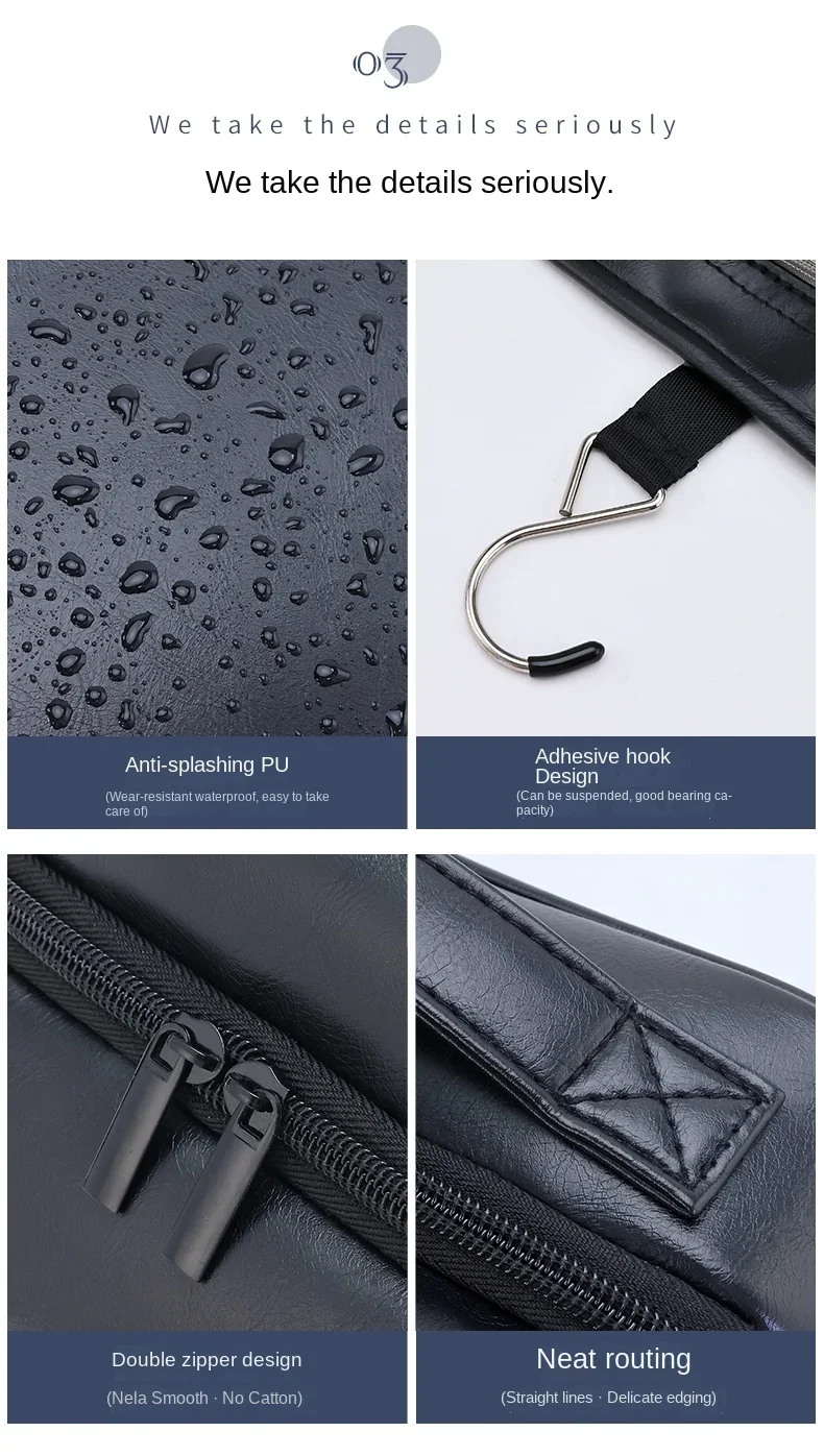 Kosmetiktaschen für Herren, Reiseutensilien, Kosmetik-Organizer, faltbar, zum Aufhängen, Aufbewahrungstasche, transparent, wasserdicht, Luxus-Make-up-Tasche – Detail 13