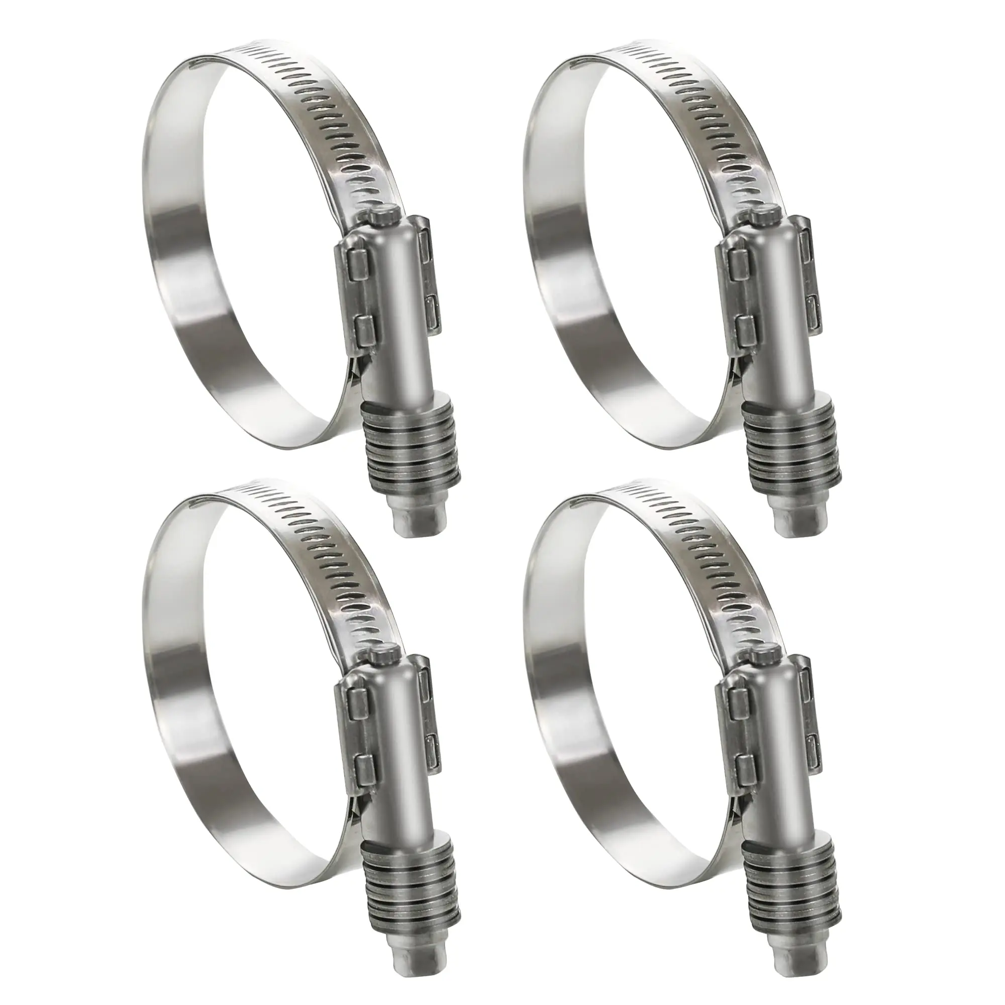 4pc Heavy Duty Worm Hose Clamp 32-110mm 304 Stainless Steel Car Fuel Worm Gear Drive Pipe Clamp for Plumbing Automotive Fastener