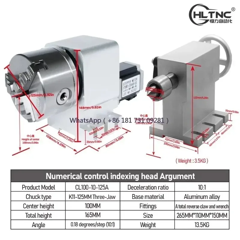

3 Jaws Chuck 1:10 CNC 4 Axis Rotary K11-125 Chuck Rotary Axis 4th Axis CNC Rotary Table for CNC Router Milling Machine