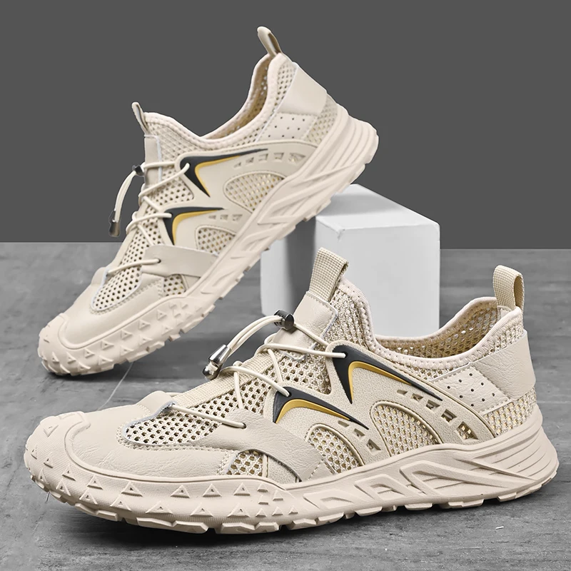 

Sports casual shoes man sandy breathable air mesh light hiking shoes outdoor soft footwear Men's sneakers antiskid rubber sole