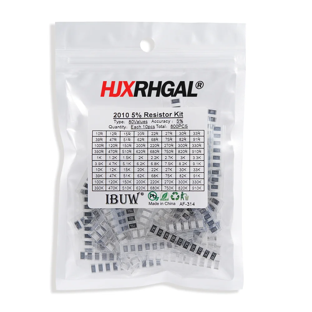 4000PCS 0402 SMD Resistor Kit Berbagai Macam Kit 10ohm-1M Ohm 5% 80ValuesX 50PCS = 4000PCS Sampel Kit