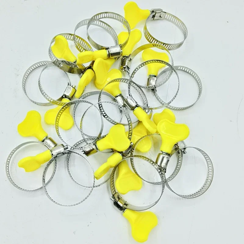 Small American-style iron metal handle yellow plastic handle stainless steel clamp self-tightening throat clamp cross pipe clamp