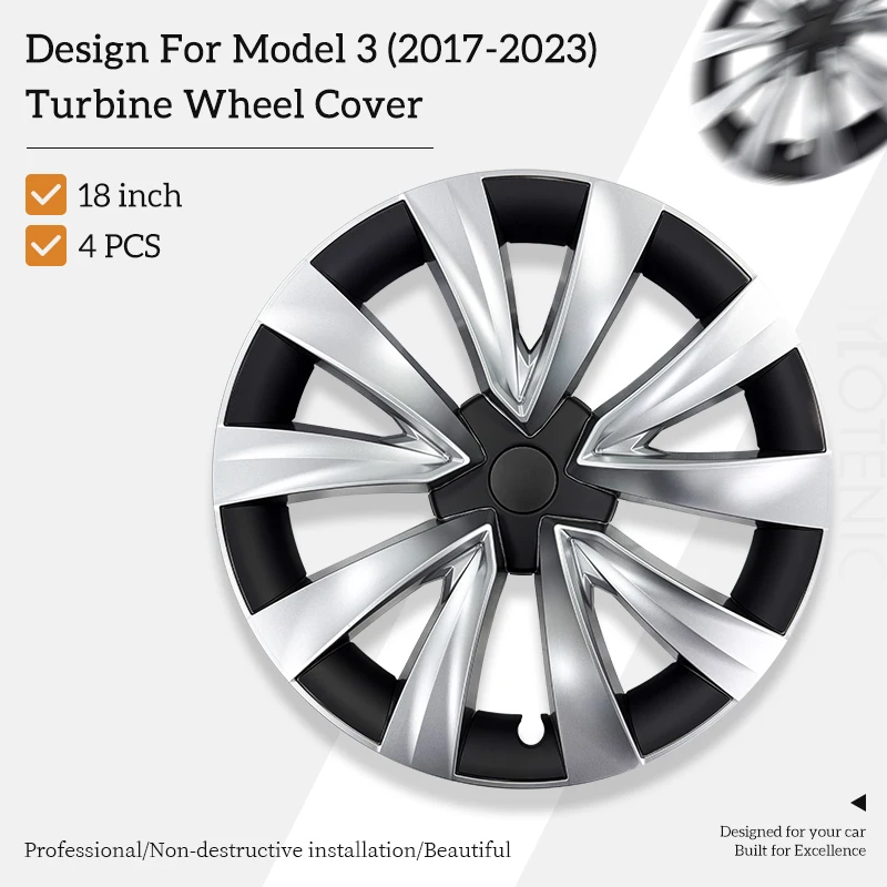 18 Zoll Turbinen-Stil Radkappe für Tesla Model 3 2017-2023 Radabdeckung Auto-Ersatzteil Radkappe Vollfelgenabdeckung