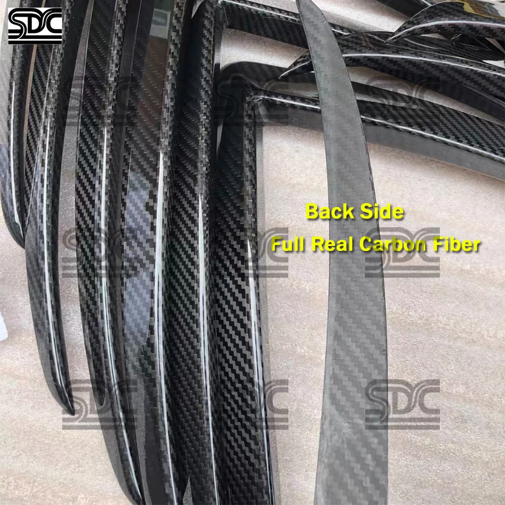 Real Dry Carbon Fiber Front Canards For TESLA Model X Plaid 2021+ Front Bumper Splitters Trims Foglight Frame 2 PCS/SET