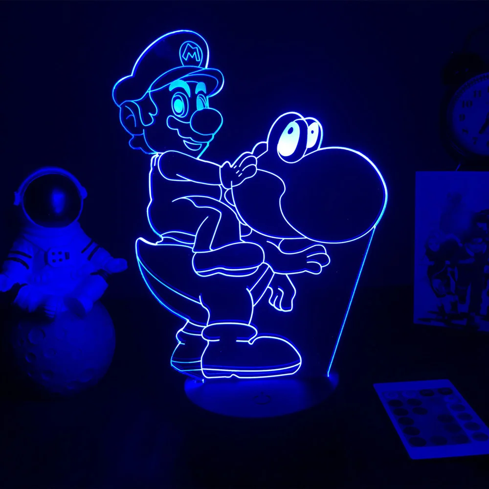 Yoshi 3D Illusion LED Night Light 16 Colors Gradual Changing Touch Switch USB Table Lamp for Holiday Gifts or Home Decorations