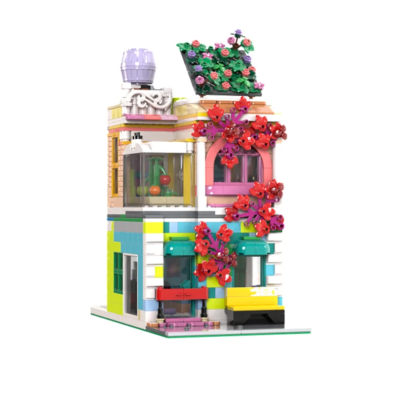 City Street View Model MOC Building Bricks Community Centre Modular Technology Children Holiday Gifts Assemble Toys Suit