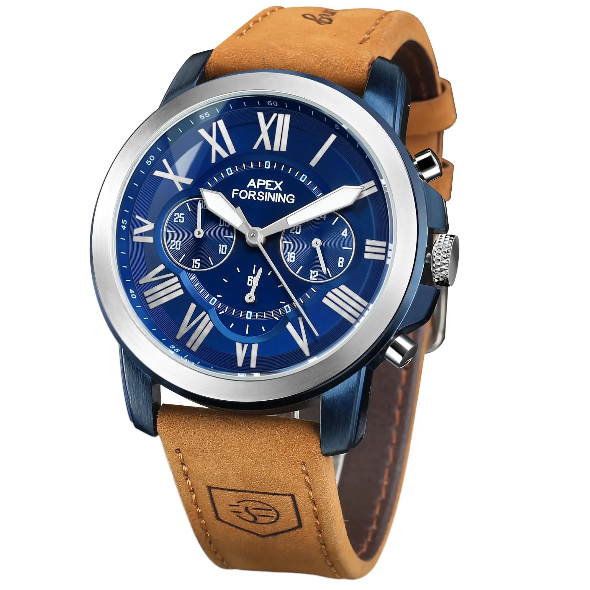 

FORSINING Мужские кварцевые часы с хронографом из нержавеющей стали и кожи