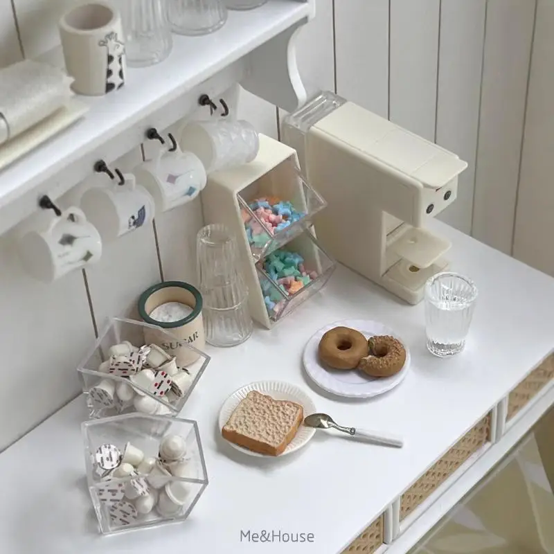 인형 장난감 액세서리: 1개 미니어처 1/6 스케일 티백/커피 캡슐 보관함 인형집용 주방 놀이 세트