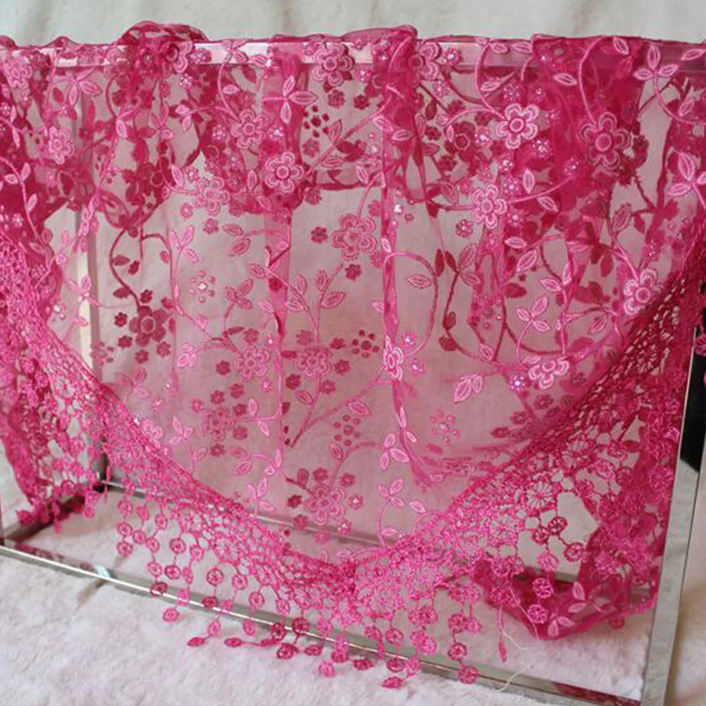 Women Triangle Scarf for Church Prayer Shawl Embroidered Lace Veil Floral Tassel Veils Mantillas for the Church\'s Pendant Scarve