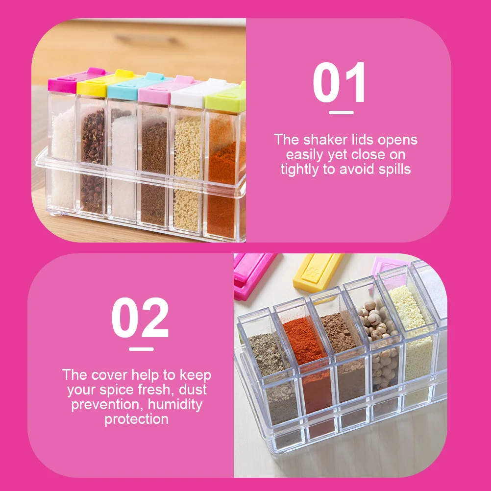 

6Pcs Spice Jars Salt Pepper Shakers Seasoning Containers Kitchen Storage Bottles Label Friendly Humidity Protection