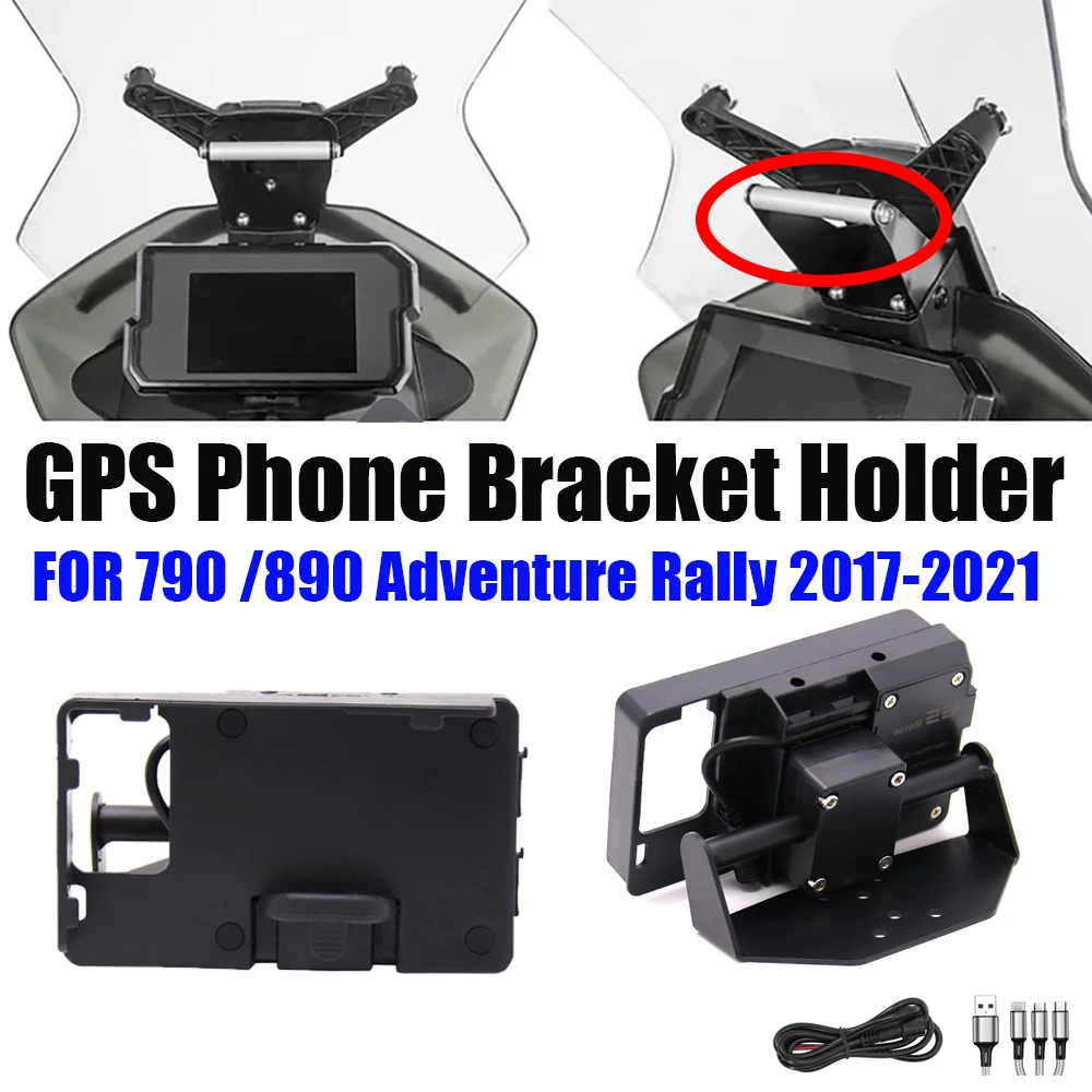 

Motorcycle Mobile Phone GPS Navigation Bracket USB Charging Holder Fits For 790 890 ADV Adventure New Rally 2017-2021