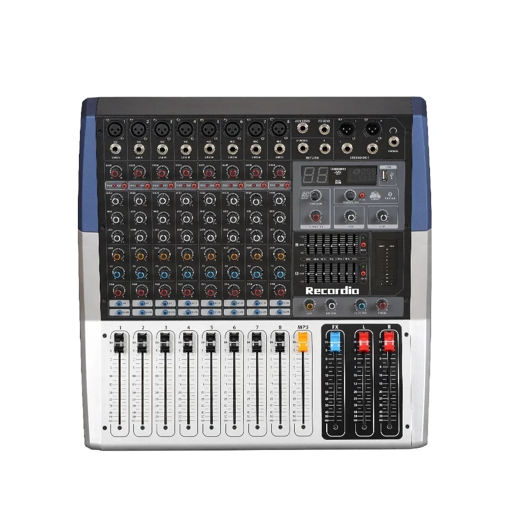 GAX-M80 High quality 8 channel audio mixer USB karaoke audio sound mixer console Wireless Blue Teeth audio mixer