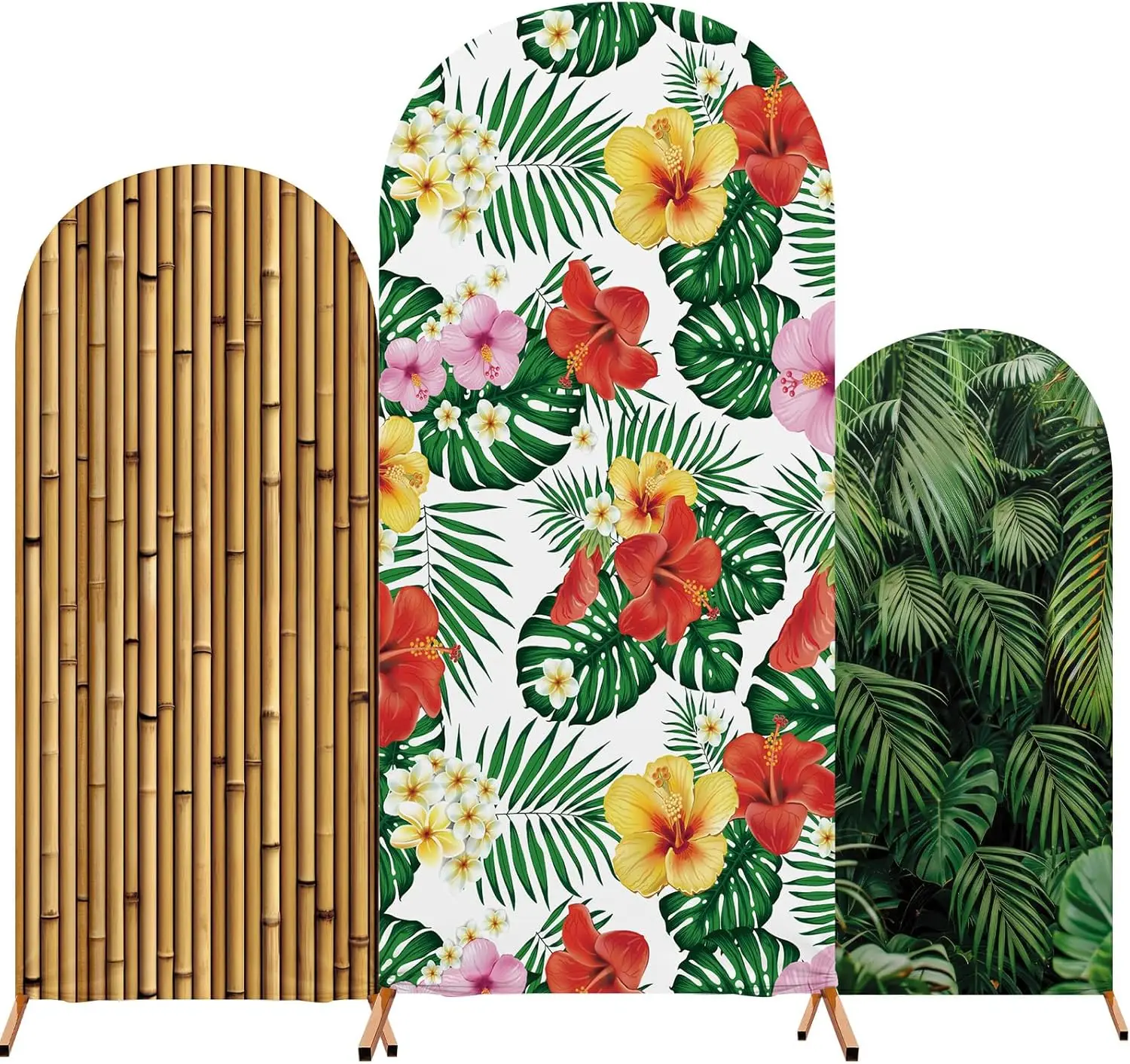 

LS Summer Safari Baby Happy Birthday Arch Cover Background Palm Leaves Tropical Forest Backdrop Girl Baby Photo Studio