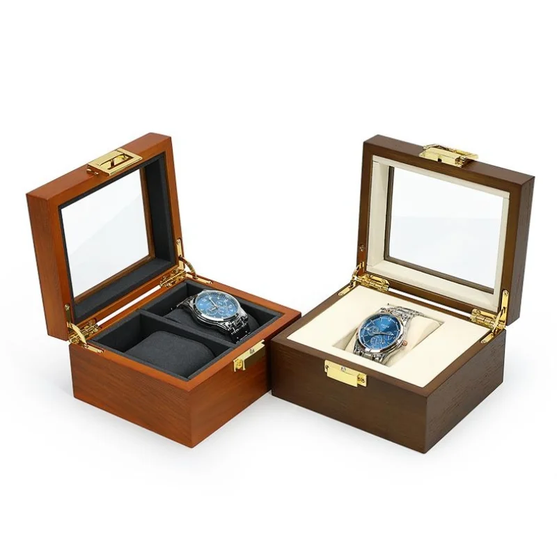 Solid Wood Watch Storage Box 1/3/5 Slots Watches Collection Boxes Retro Watch Organizer Case  Desktop Watches Display Cases