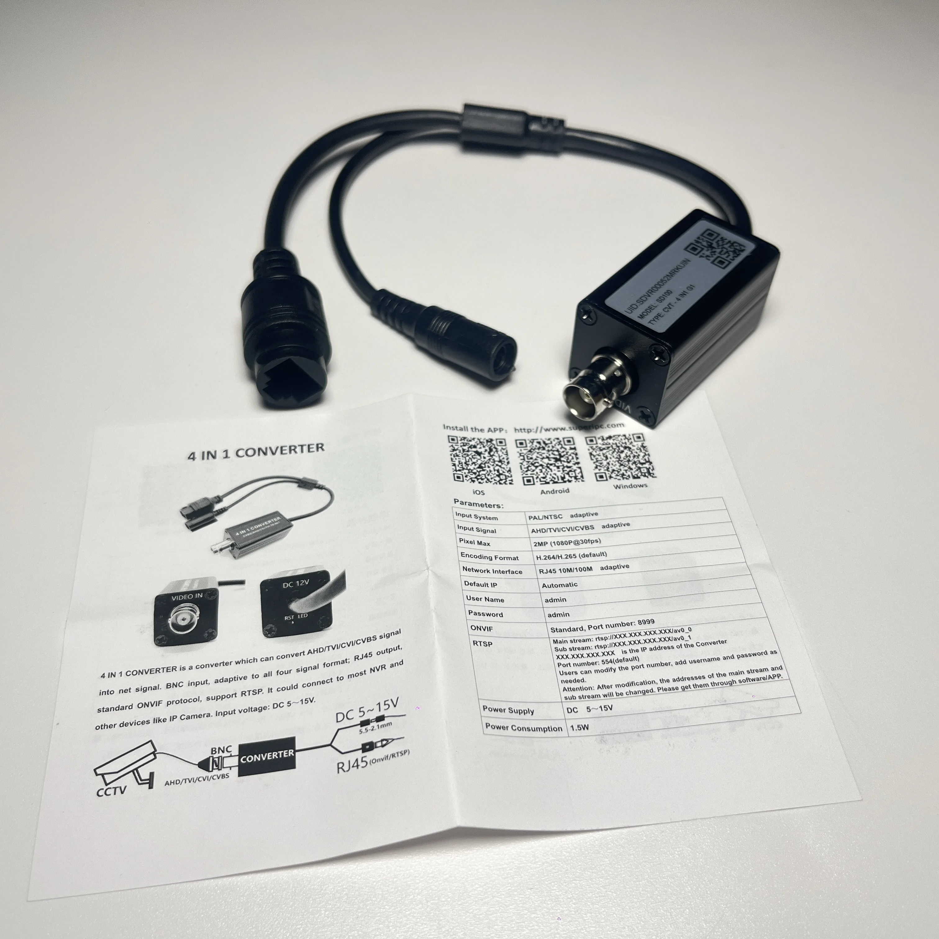 CCTV 1080P AHD CVI TVI CVBS Security Surveillance Video mini Camera Become an IP Camera CCTV System 4 IN 1 CONVERTER