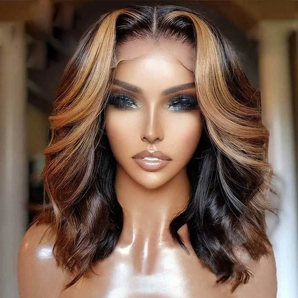 

Soft 26inch 180Density Preplucked Wave Highlight Brown 5x5 Silk Base Jewish Human Hair Wig With Baby Hair HD Lace European Hair