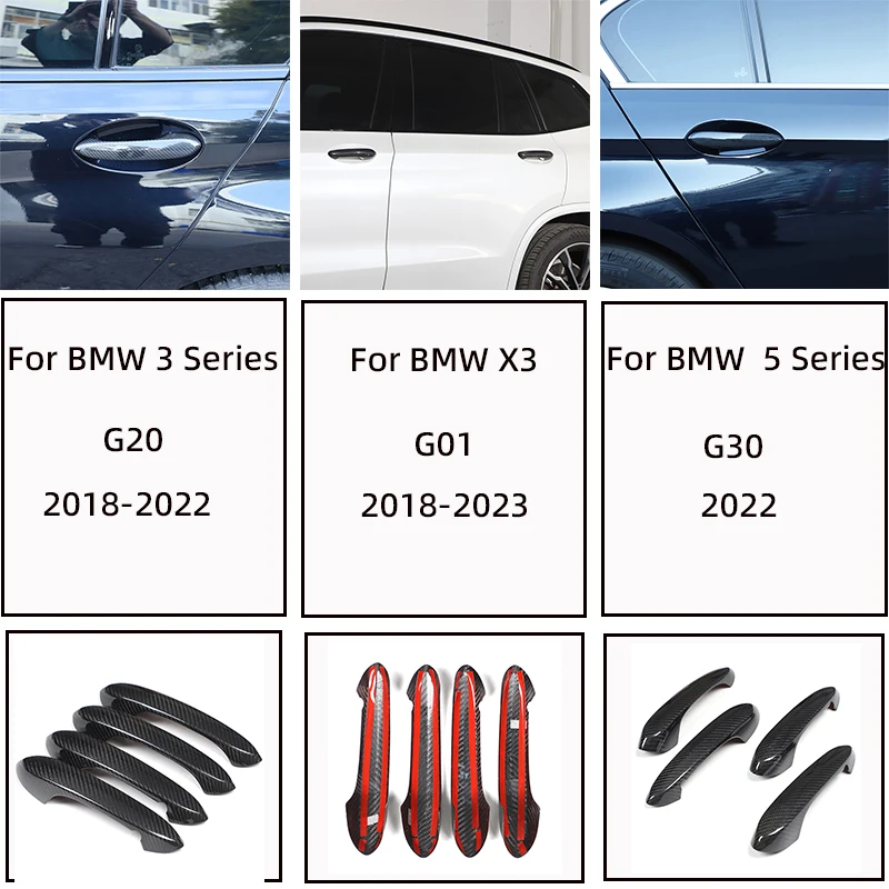 Real carbon fiber car door handle cover for BMW 3 4 5 6 7 8 X series G01 G02 G05 G06 G07 G20 G22 G30 G31 G38 G11 G32 M5 F90