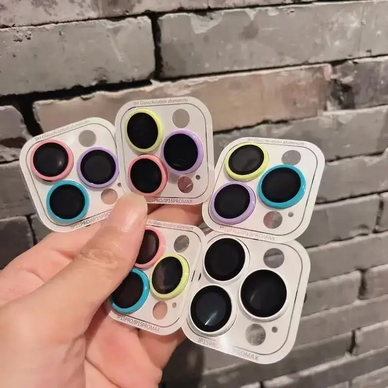 2-3 قطعة حامي عدسة الكاميرا مضيئة آيفون 12 13 14 15 16 برو ماكس حلقة الزجاج آيفون 14 برو ماكس 12 دقيقة غطاء متوهجة #2