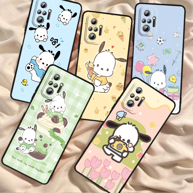 Sanrio Pacha Dog Cute Cartoon For Xiaomi Redmi Note 13 12R 12 12S Turbo 11 11T 11S 10 10S Pro Plus 5G Black Soft Phone Case