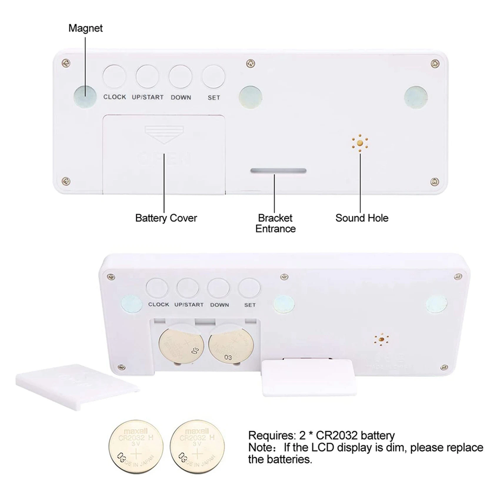 ABCA-2X Big Digital Countdown Days Timer Clock - 999 Days Count Down Clock Timer For Graduation Lab Kitchen (White)