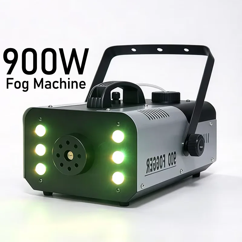 Smoke Machine 900W RGB 6LEDs Wired Wireless Remote Control Portable Stage Fogger Machine for Halloween Christmas Party Wedding