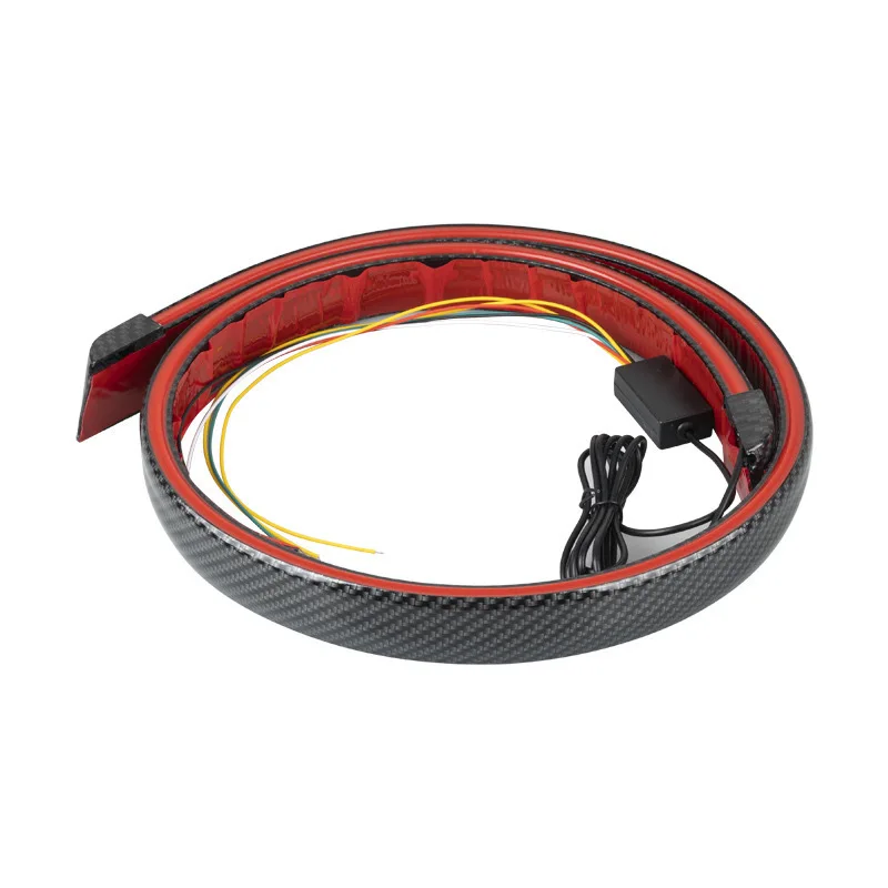 Image of Kohlefaser-Auto-Heckspoiler mit LED-Licht, Universell 120cm, Schwarzer Spoiler mit Bremslicht, Blinklicht und Blinker 12V