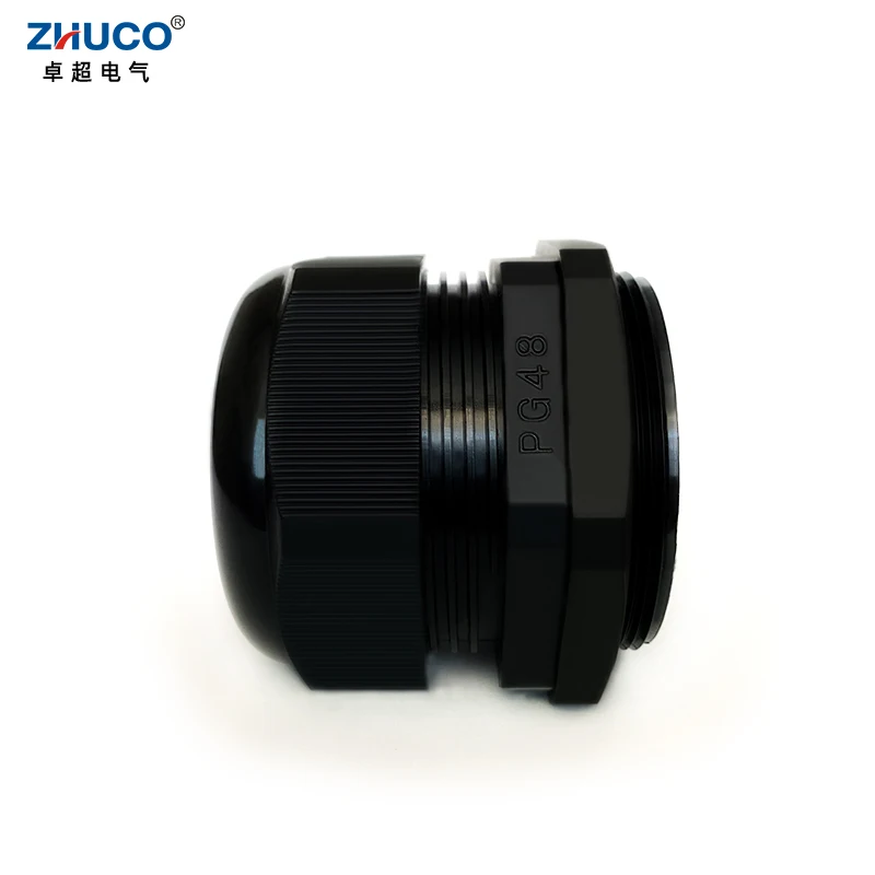 

ZHUCO 5Pcs PG48 Nylon Fixing Joint Plastic Adjustable Rubber Gasket Cable Gland Cord Waterproof Black Connector 37-44mm