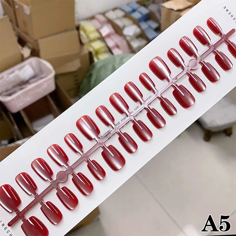 Hot Sale 2026 30Pcs Different Size Short Press On Nails Cat Eyes Decoration Wearable False Nails Full Cover Nail Tips Art