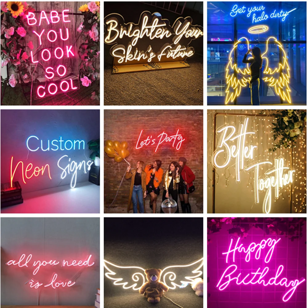 Personalized Logo Customized Letter LED Letters Sign Custom Neon Signs Light for Happy Birthday Decor Bar Wed Sign Wall Light