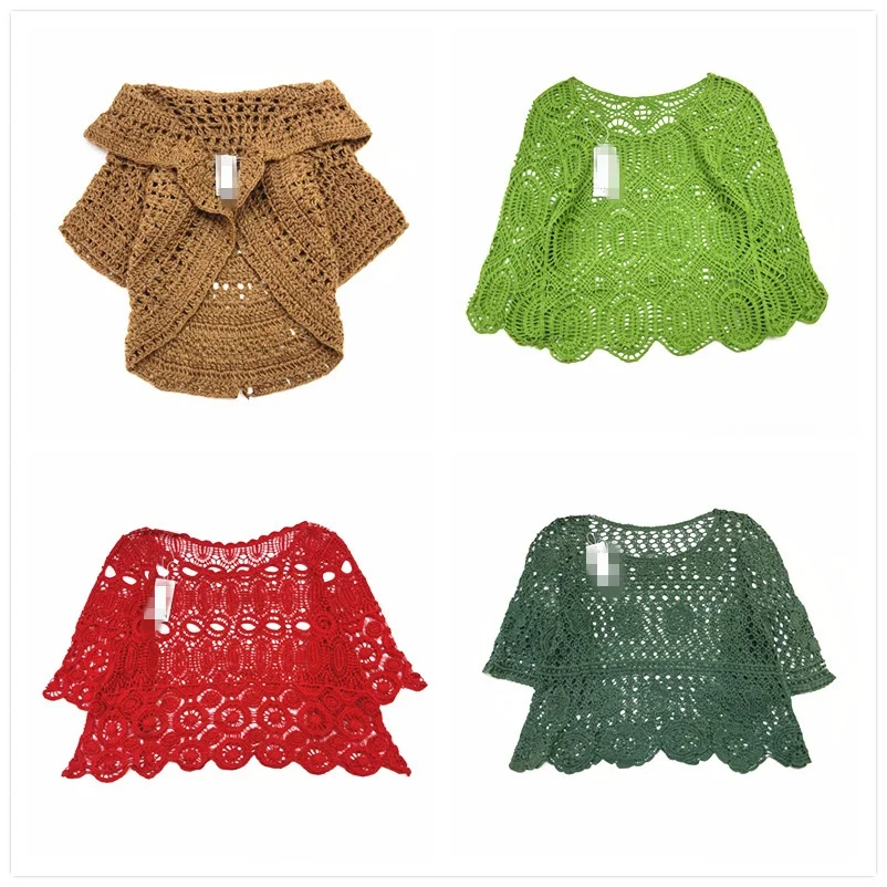 

Handmade Embroidered Vintage Double Layer Hollow out Pure Color Luxury Floated Flower Mixed Knit Sweater for Women Summer 2024