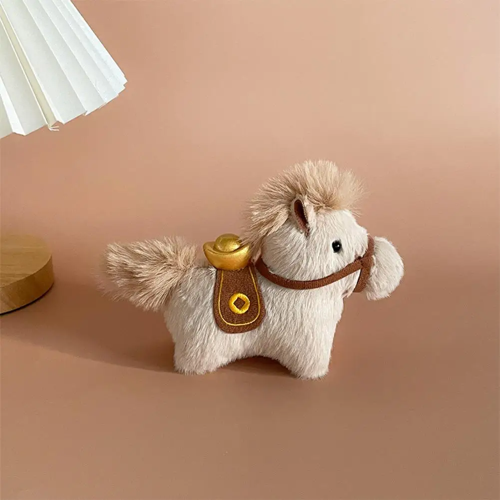 

Spiritual Strength Pendant Chinese Zodiac Horse Lucky Ingot Plush Keychain Cute Cartoon Yuanbao Pony Pendant Exquisite Backpack
