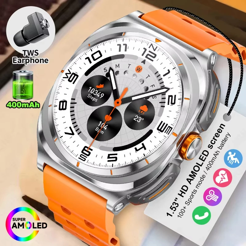 

2025 Upgraded For Android IOS TWS 2 in 1 SmartWatch with Headphones Bluetooth Call IP68 Waterproof Outdoor GPS Sport Smartwatch