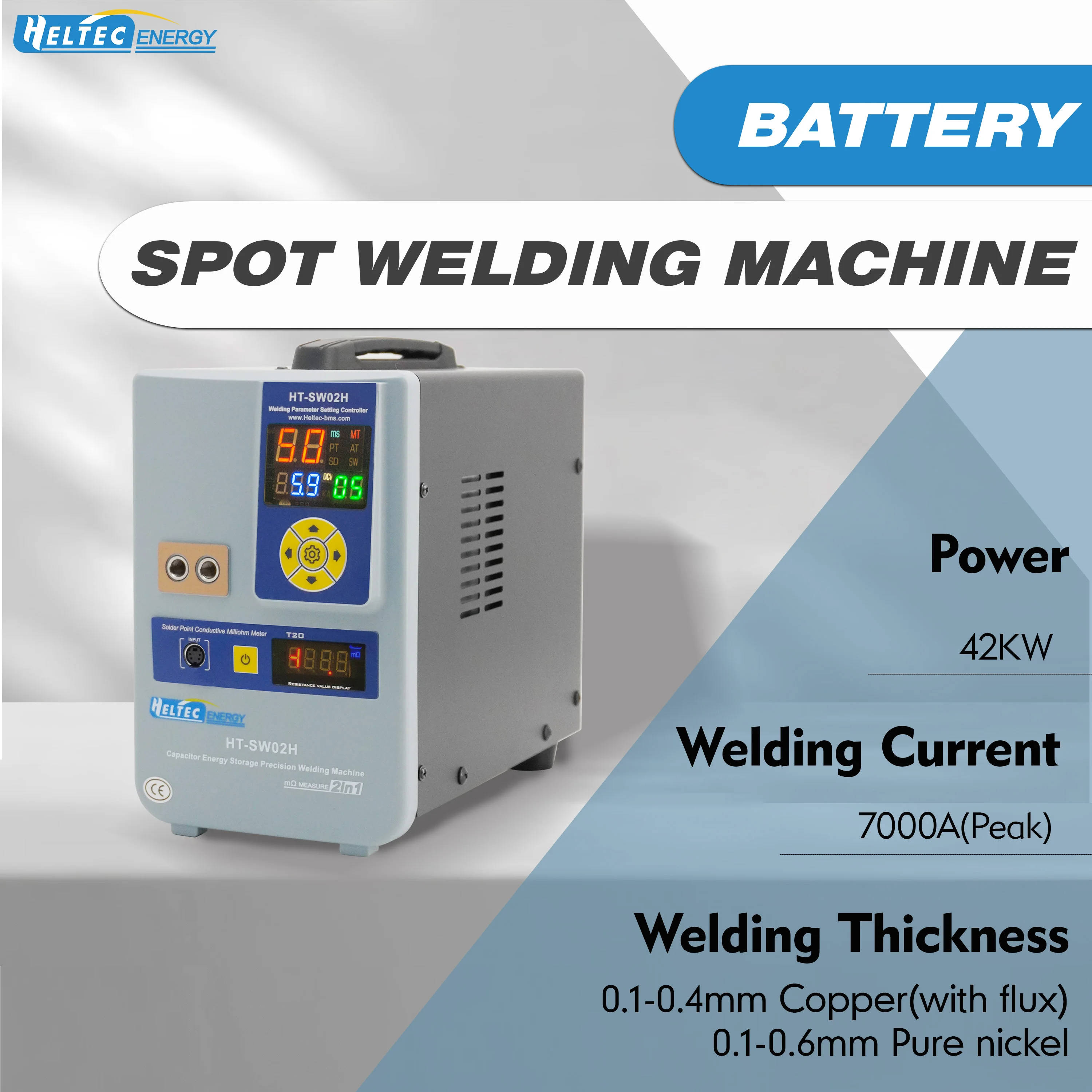 Heltec 11.6/12/19.8/36/42KW Saldatrice a punti portatile con condensatore portatile Saldatore a punti per 18650/Batteria al litio/Nchel/Rame