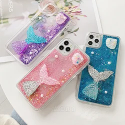 Glitter Mermaid Tail Starfish Shell For iPhone 14 Pro Max 13 12 Mini 11 XS XR X SE 2022 6S 7 8 Plus Case Quicksand Liquid Cover
