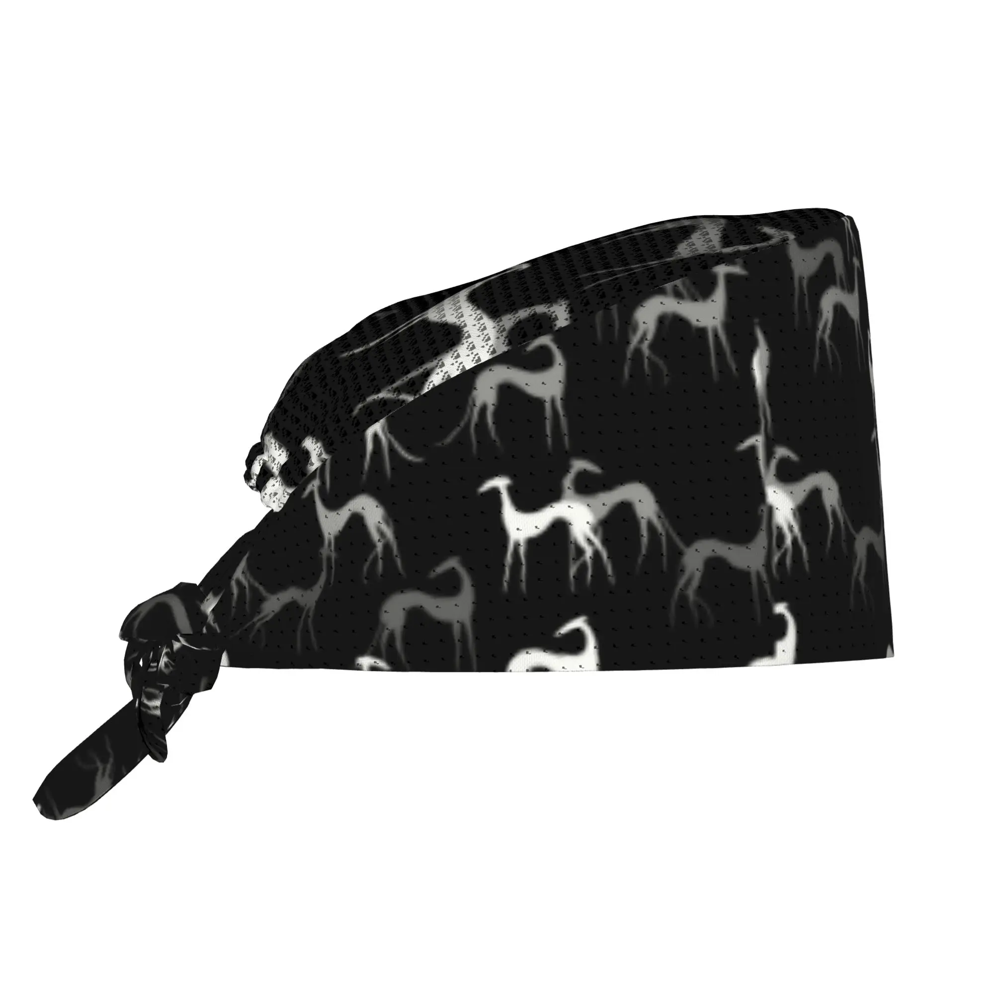 Custom Adjustable Cute Sighthounds Working Hat Women Men Greyhound Whippet Dog Surgical Hat for Chef